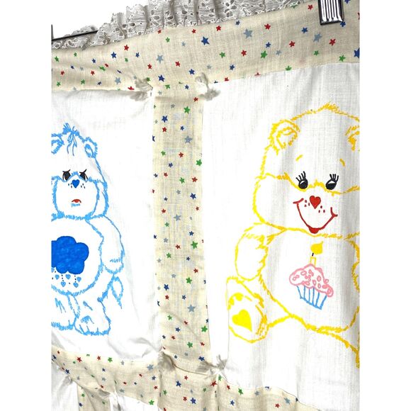 VTG Handmade Off White Care Bear Lace Quilt Blanket Double Sided Kids 29"x52" - Picture 5 of 9